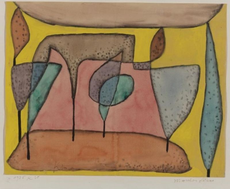 Peinture sur toile, reproduction de Paul Klee, Märchen bäume - Fairy-tale Trees - 1935 qualité musée