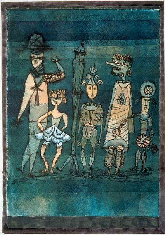 Peinture sur toile, reproduction de Paul Klee, Masken Auf Der Wiese - Masks On The Meadow 1923 qualité musée