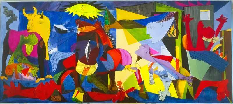 Peinture sur toile, reproduction de Picasso, Guernica Aux Couleurs Multiples qualité musée