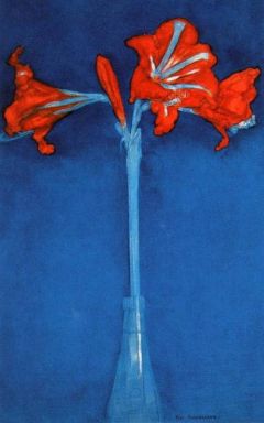 Piet Mondrian, Amaryllis On Blue Background 1910