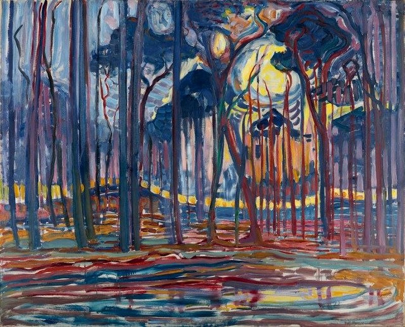 Peinture sur toile, reproduction de Piet Mondrian, Bosch (Woods); Woods near Oele, 1908 qualité musée