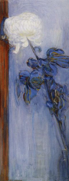 Piet Mondrian Chrysanthemum With Red Curtain - 1908