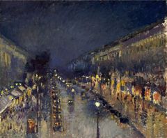 Pissarro, Boulevard Montmartre, Effet de nuit