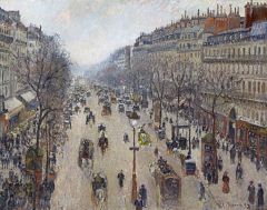 Pissarro, Boulevard Montmartre, Matin, Temps nuageux