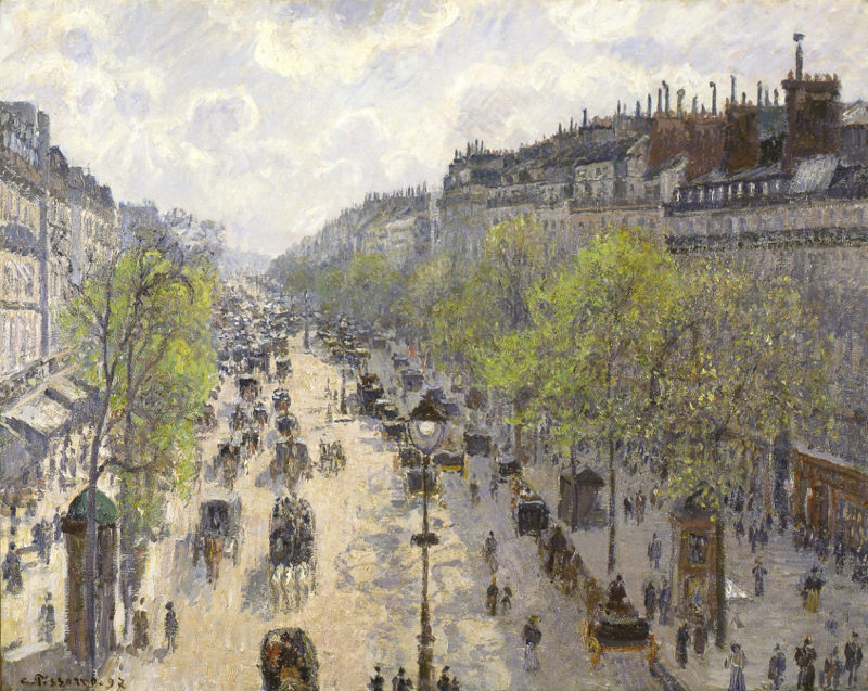Peinture sur toile, reproduction de Pissarro, Le Boulevard Montmartre, Matinée de Printemps qualité musée
