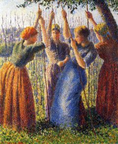 Pissarro, Paysannes plantant des pieux