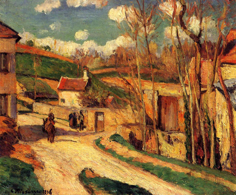 Peinture sur toile, reproduction de Pissarro, Un carrefour à l'Hermitage, Pontoise qualité musée
