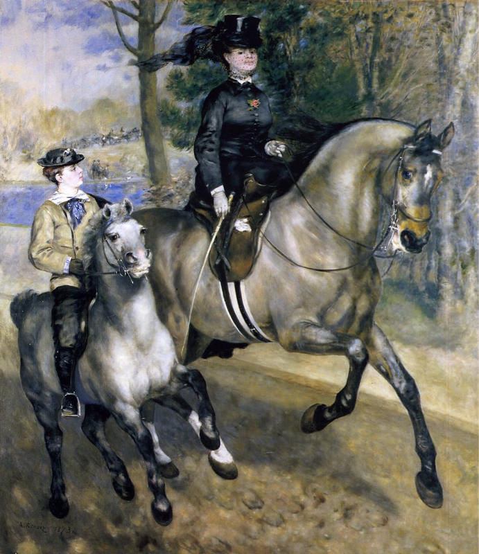 Peinture sur toile, reproduction de Renoir, Chevauchée dans le bois de Boulogne qualité musée
