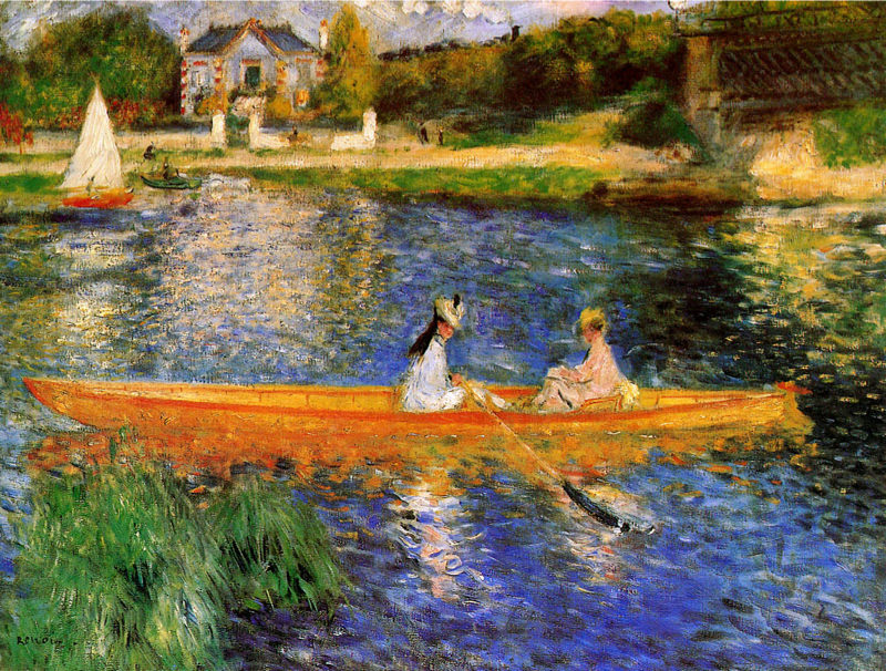 Peinture sur toile, reproduction de Renoir, La Seine à Anières - Le skiff qualité musée