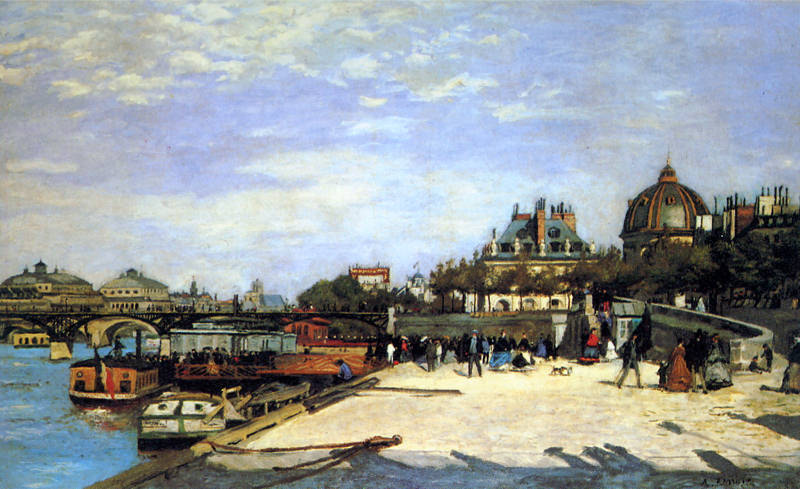 Peinture sur toile, reproduction de Renoir, Le pont des Arts et l'institut de France qualité musée