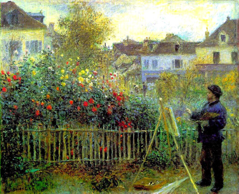 Peinture sur toile, reproduction de Renoir, Monet peignant dans son jardin à Argenteuil qualité musée