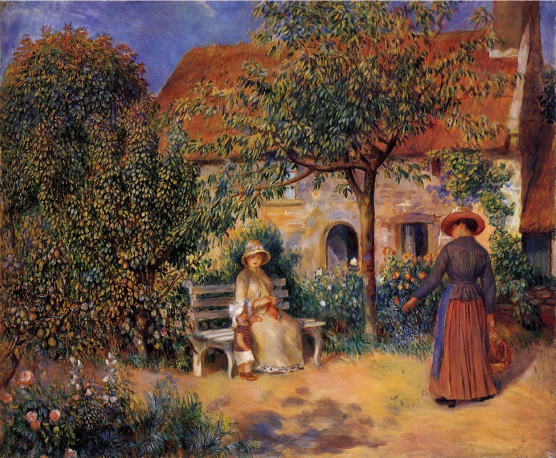 Peinture sur toile, reproduction de Renoir, Scène de jardin en Bretagne qualité musée