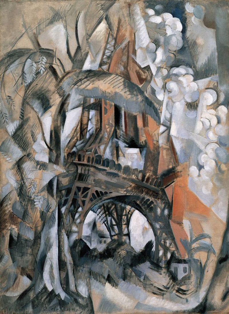 Peinture sur toile, reproduction de Robert Delaunay Eiffel Tower With Trees Summer 1910 qualité musée