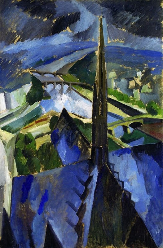 Peinture sur toile, reproduction de Robert Delaunay, La flèche de Notre-Dame. Vers 1909-1910 qualité musée