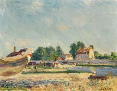 Sisley Alfred Bateaux En Reparation A Saint-mammes Canal Du Loing Ca. 1885