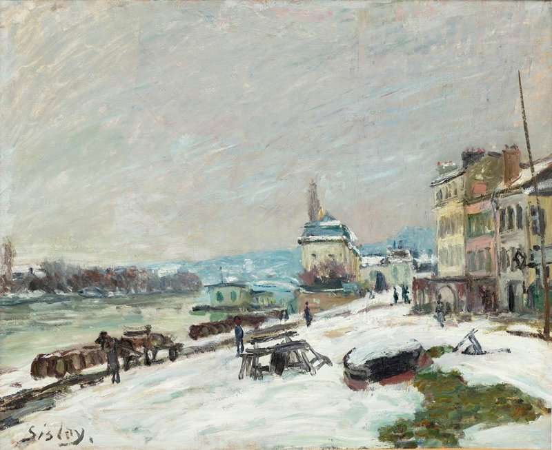 Peinture sur toile, reproduction de Sisley Alfred Hiver A Marly Effet De Neige 1876 qualité musée