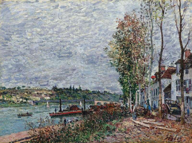 Peinture sur toile, reproduction de Sisley Alfred Jour De Brouillard Sur La Seine Saint-mammes Ca. 1880 qualité musée