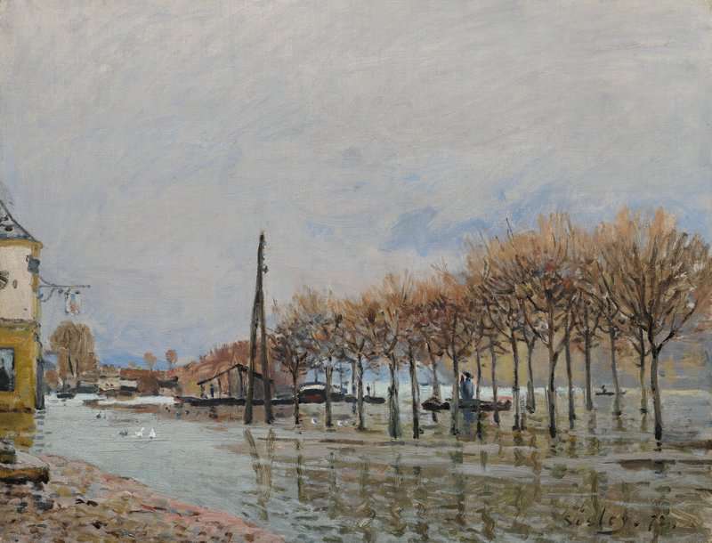 Peinture sur toile, reproduction de Sisley Alfred L Inondation A Port-marly Route De Saint-germain 1872 qualité musée