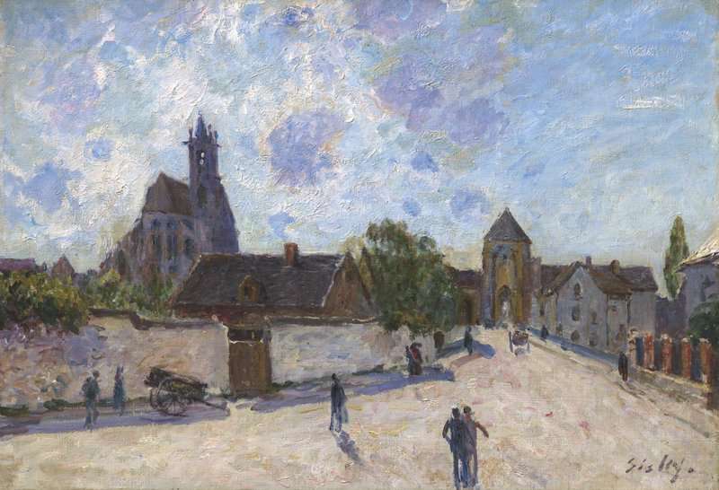 Peinture sur toile, reproduction de Sisley Alfred La Rue A Moret Ca. 1888 qualité musée