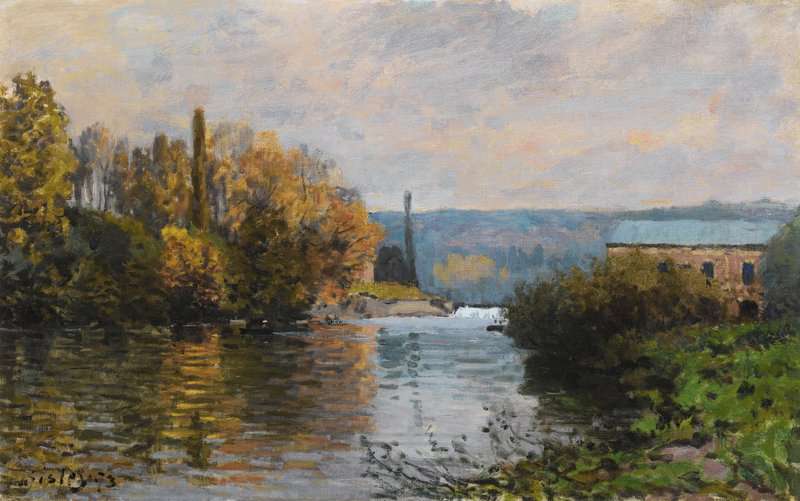 Peinture sur toile, reproduction de Sisley Alfred Le Barrage De La Machine A Marly 1873 qualité musée