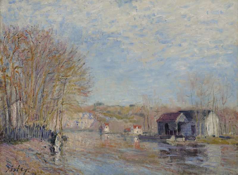 Peinture sur toile, reproduction de Sisley Alfred Les Hautes Eaux A Moret-sur-loing 1879 qualité musée