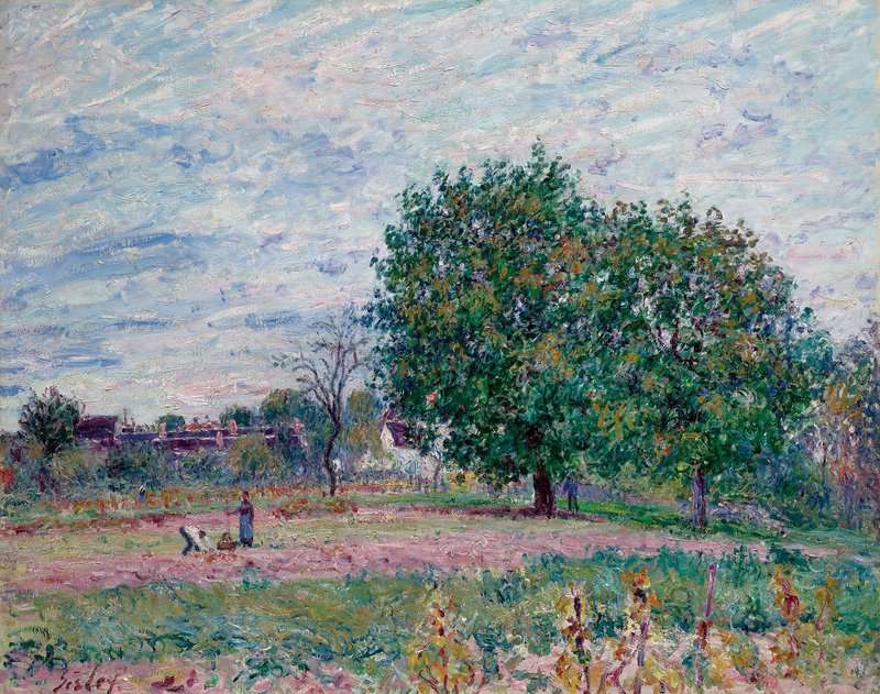 Peinture sur toile, reproduction de Sisley Alfred Les Noyers Effet De Soleil Couchant Premiers Jours D Octobre 1882 qualité musée