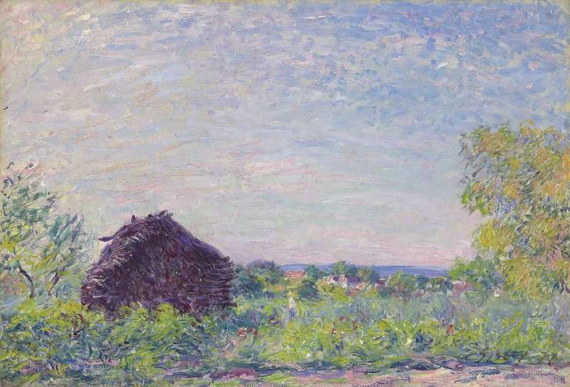 Peinture sur toile, reproduction de Sisley Alfred Paysage Au Tas De Bois 1877 qualité musée
