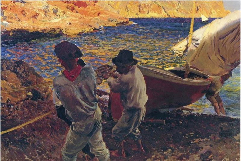 Peinture sur toile, reproduction de Sorolla Fin De La Jornada Javea qualité musée