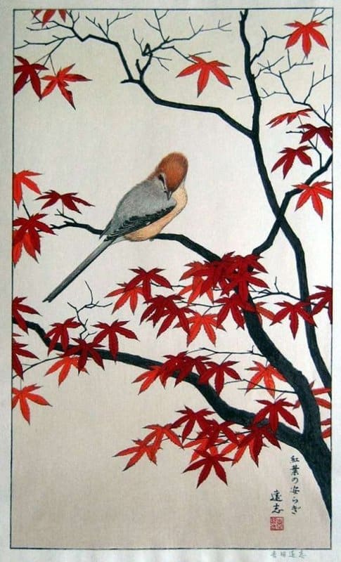 Peinture sur toile, reproduction de Toshi Yoshida Autumn Serenity Of Red Maple 1977 qualité musée