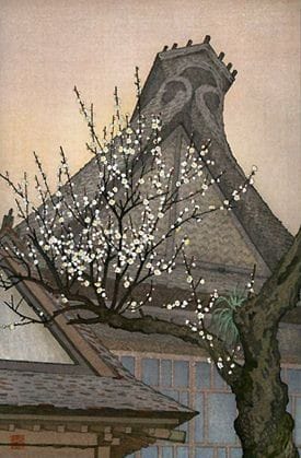 Peinture sur toile, reproduction de Toshi Yoshida White Plum In The Farmyard 1951 qualité musée