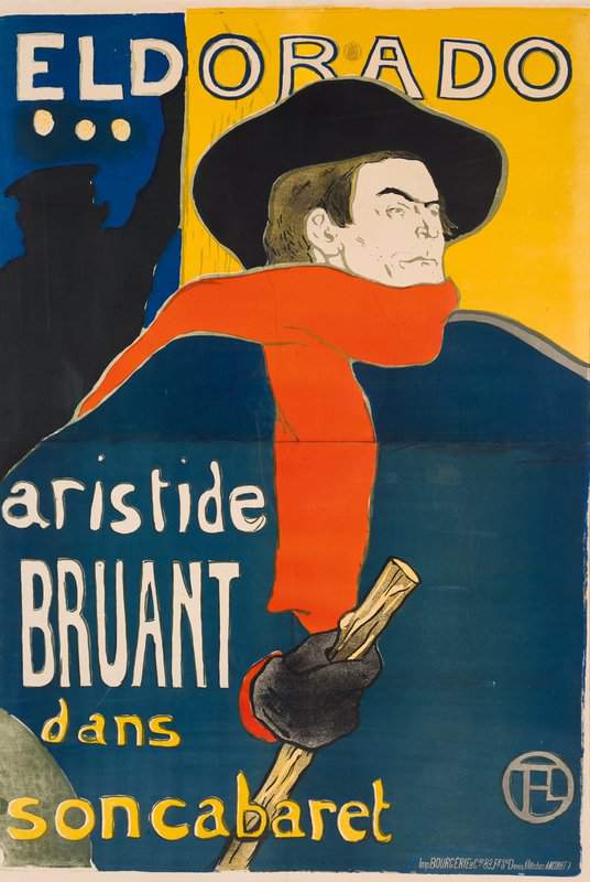 Peinture sur toile, reproduction de Toulouse-lautrec Henri De Aristide Bruant Dans Son Cabaret qualité musée