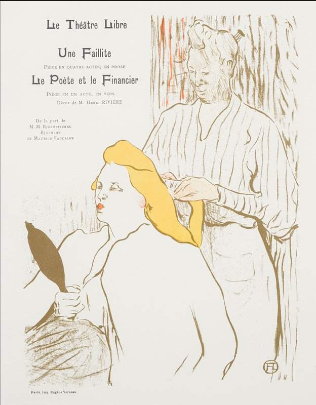 Peinture sur toile, reproduction de Toulouse-lautrec Henri De Le Coiffeur - Programme Du Theatre Libre qualité musée