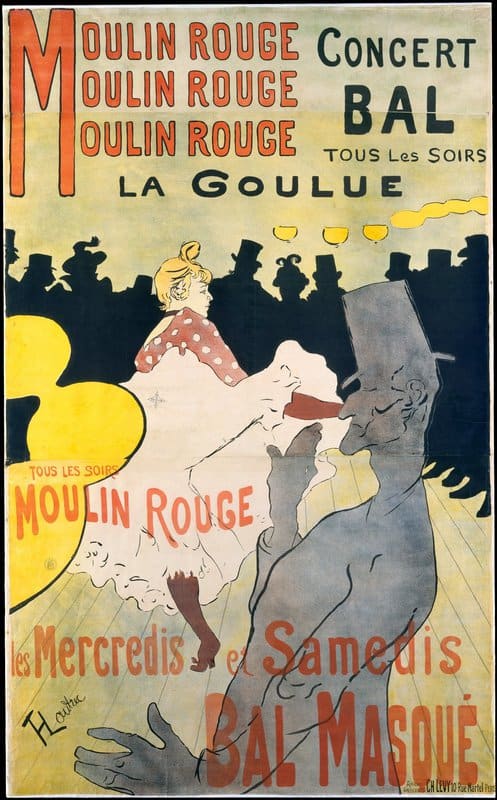 Peinture sur toile, reproduction de Toulouse-lautrec Henri De Moulin Rouge. La Goulue 1891 qualité musée