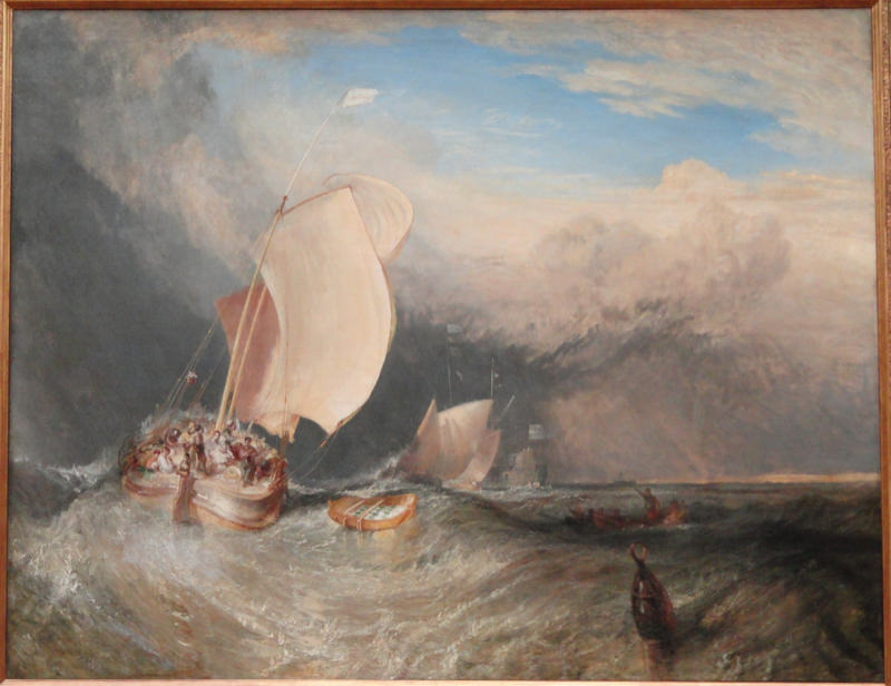 Peinture sur toile, reproduction de Turner, Bateaux de pêche avec des colporteurs qualité musée