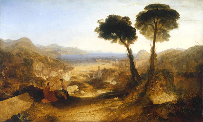 Peinture sur toile, reproduction de Turner, La baie de Baiae, avec Apollon et la Sibylle qualité musée