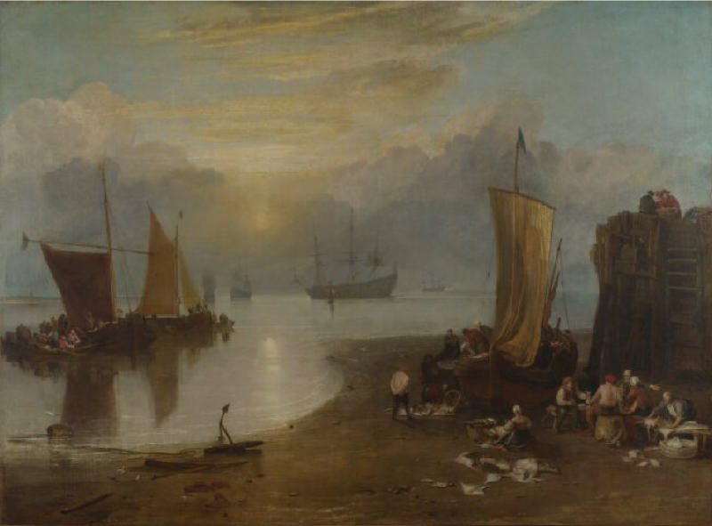 Peinture sur toile, reproduction de Turner, Le soleil se lève à travers la vapeur qualité musée