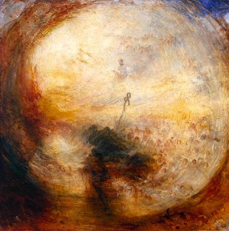 Peinture sur toile, reproduction de Turner, Lumières et couleurs (Théorie de Goethe) – Le matin après le déluge qualité musée