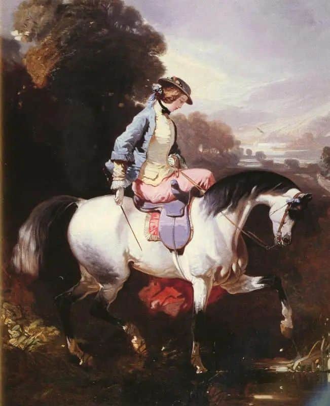Peinture sur toile, reproduction de une élégante cavalière  par Alfred de Dreux qualité musée