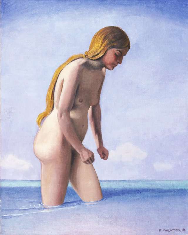 Peinture sur toile, reproduction de Vallotton Felix Blonde Bather Walking In The Water qualité musée