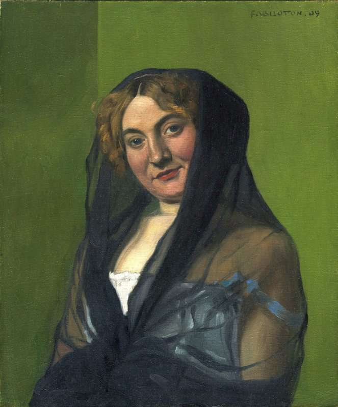 Peinture sur toile, reproduction de Vallotton Felix Jeune Femme Blonde Voilee De Noir 1909 qualité musée