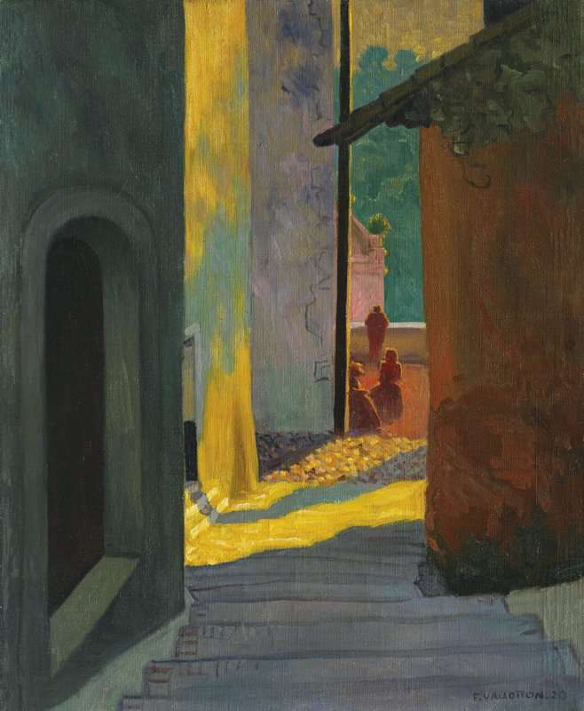 Peinture sur toile, reproduction de Vallotton Felix Vieille Rue De Cagnes Soleil Couchant 1920 qualité musée