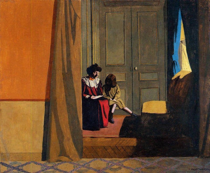 Peinture sur toile, reproduction de Vallotton Felix Woman Reading To A Little Girl 1900 qualité musée