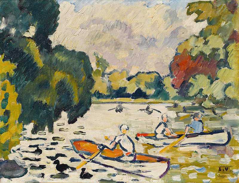Peinture sur toile, reproduction de Valtat Louis Barques Au Bois De Boulogne 1937 qualité musée