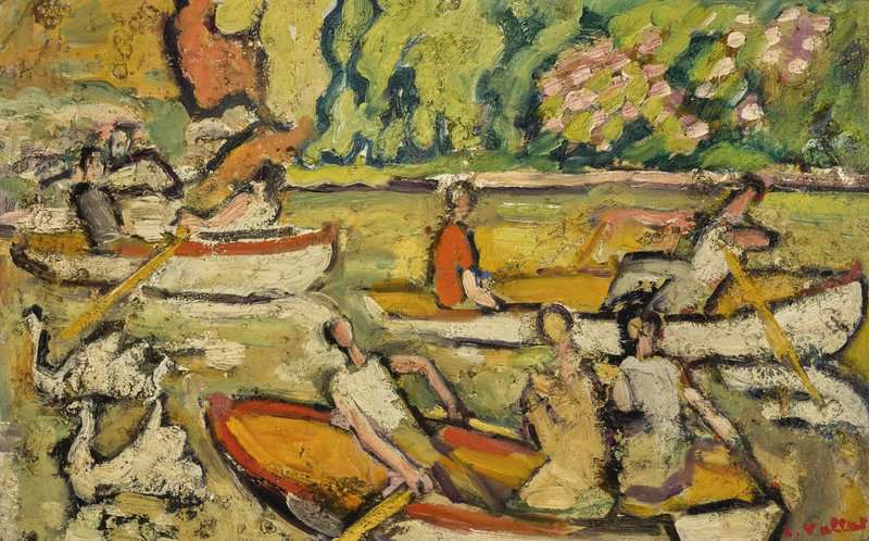 Peinture sur toile, reproduction de Valtat Louis Barques Au Bois De Boulonge 1921 qualité musée
