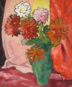 Valtat Louis Dahlias Cruche Verte Ca. 1942