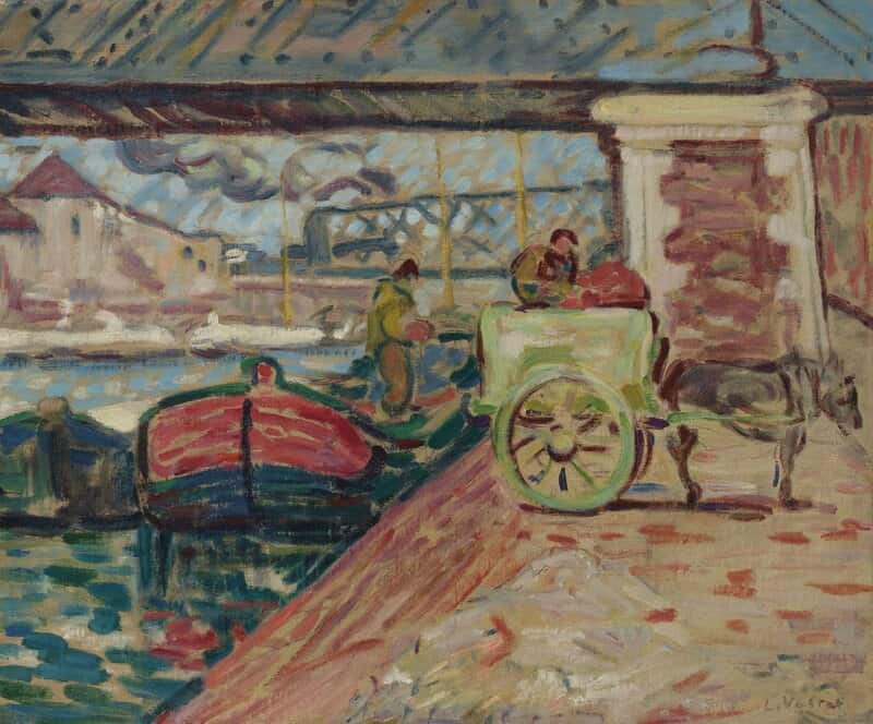 Peinture sur toile, reproduction de Valtat Louis Dechargement Sur Les Quais De Seine Ca. 1892 qualité musée