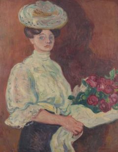 Valtat Louis Elegante Au Bouquet De Fleurs