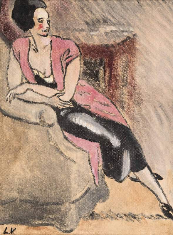 Peinture sur toile, reproduction de Valtat Louis Femme Assise Au Gilet Rose Ca. 1930 qualité musée