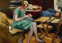 Valtat Louis Femme Cousant Ca. 1925