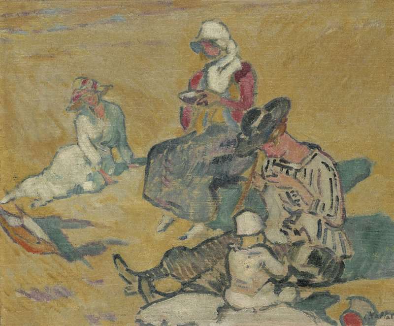 Peinture sur toile, reproduction de Valtat Louis Femmes A L Ouvrage Sur La Plage Ca. 1916 qualité musée
